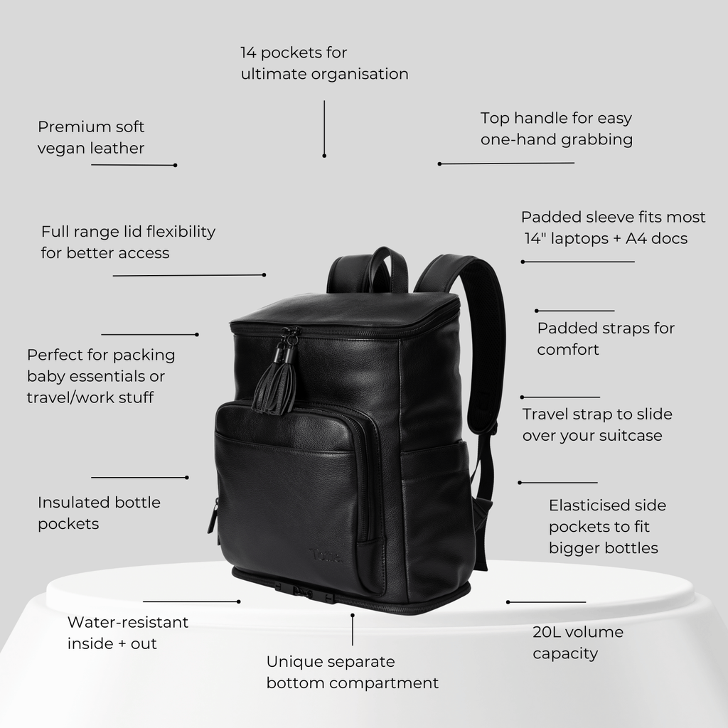 The Nappy Bag Backpack (Black / Black)