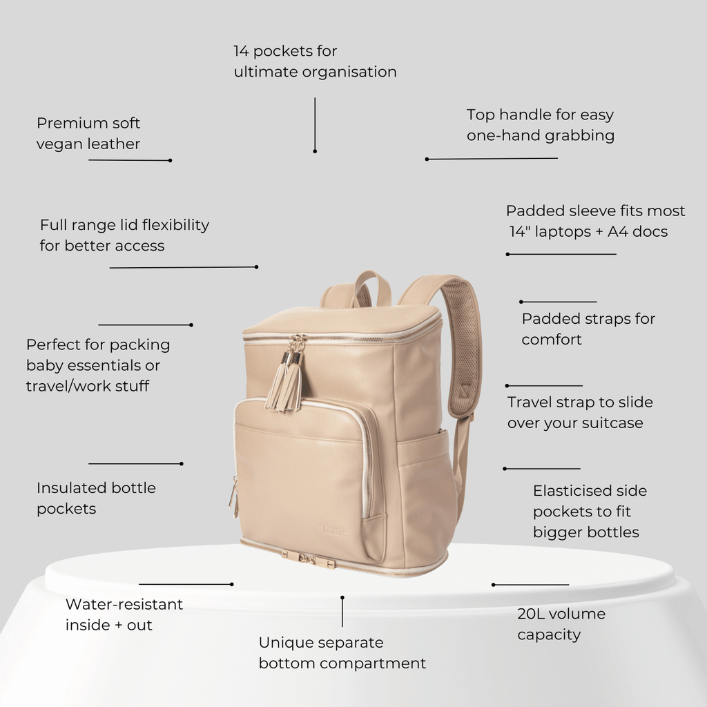 The Nappy Bag Backpack (Stone)