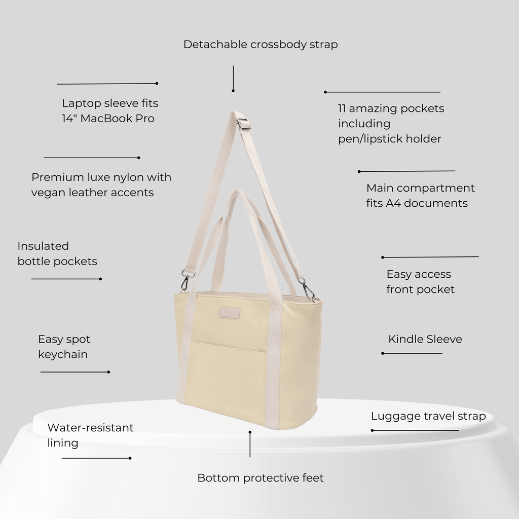 The Nylon Tote Bag (Butter Yellow / Cream)