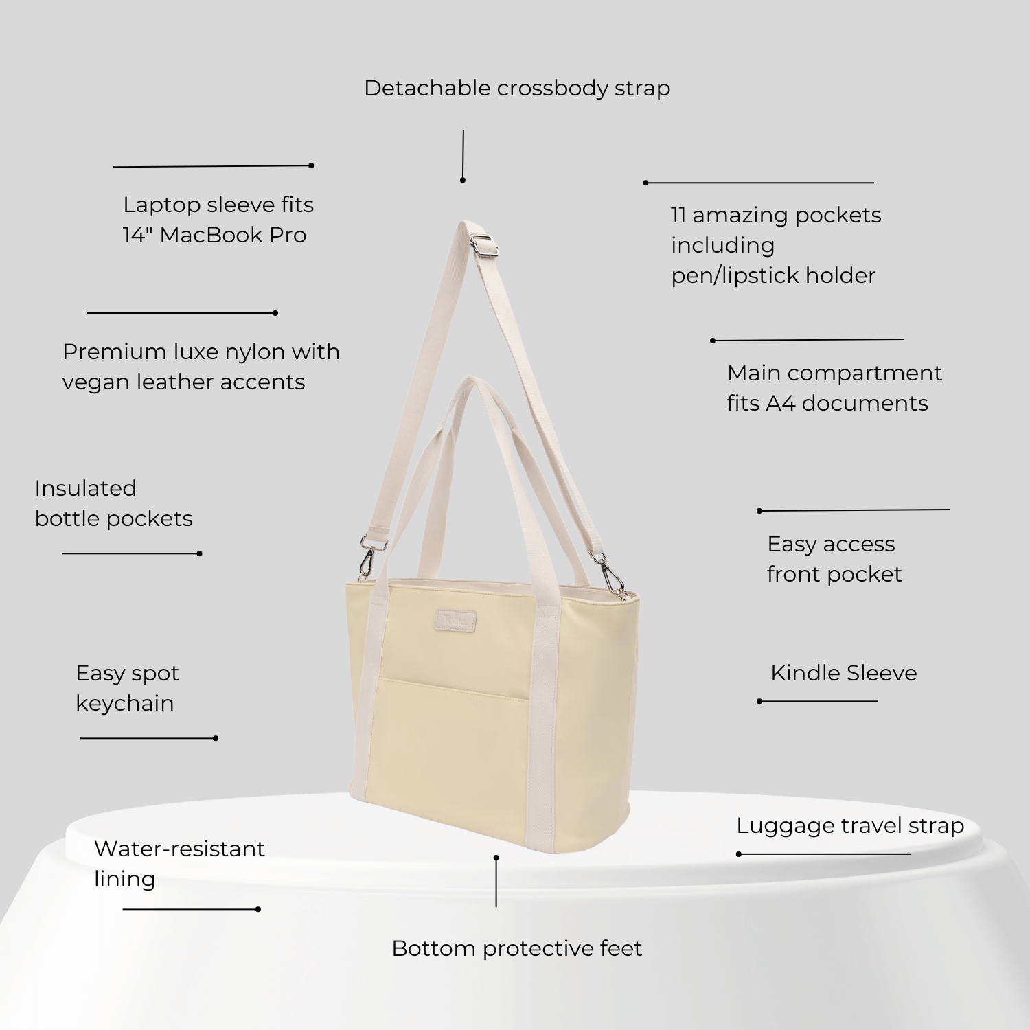 The Nylon Tote Bag (Butter Yellow / Cream)
