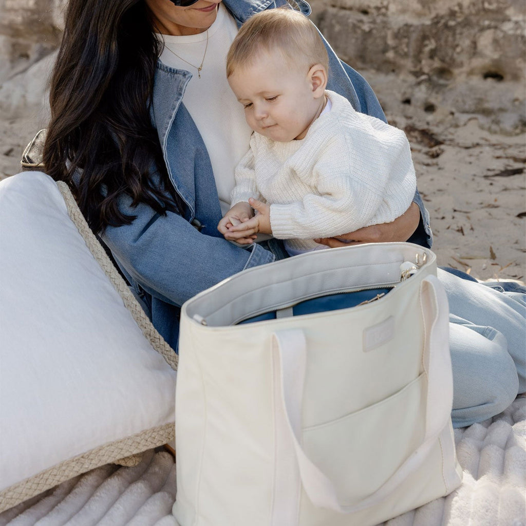 The Nylon Tote Nappy Bag (Butter Yellow/Cream)
