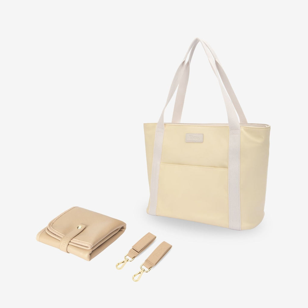 The Nylon Tote Nappy Bag (Butter Yellow/Cream)