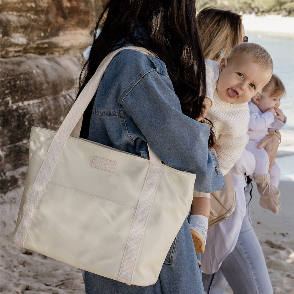 The Nylon Tote Nappy Bag (Butter Yellow/Cream)