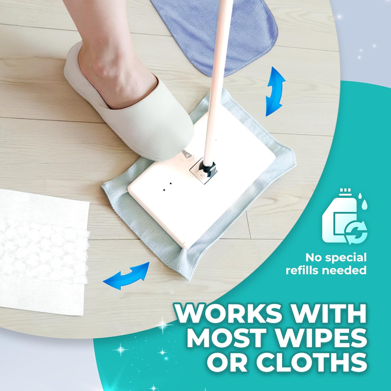 Easy Tap Mop – Hands-Free Floor Mop with 360° Swivel Head, Universal Pad Compatibility & Starter Kit | Korea's #1 Bestseller